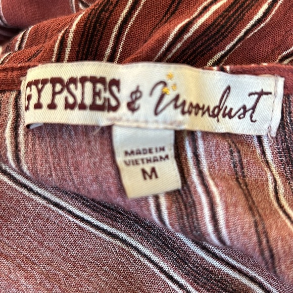 NWOT Gypsies & Moondust Cropped Tie Front V-Neck Top Fall Colors Size Medium - Picture 6 of 8